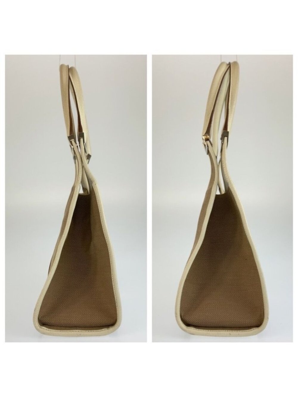 Gucci Jackie Beige Ivory Canvas Leather Tote Bag - Picture 8 of 9